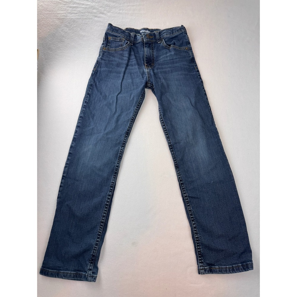 Wrangler Boys Classic Straight Jeans Size 12 Regular Medium‎ Wash Stretch Denim